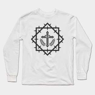 The king's crown in the center of the cross, framed with a crown of thorns Long Sleeve T-Shirt